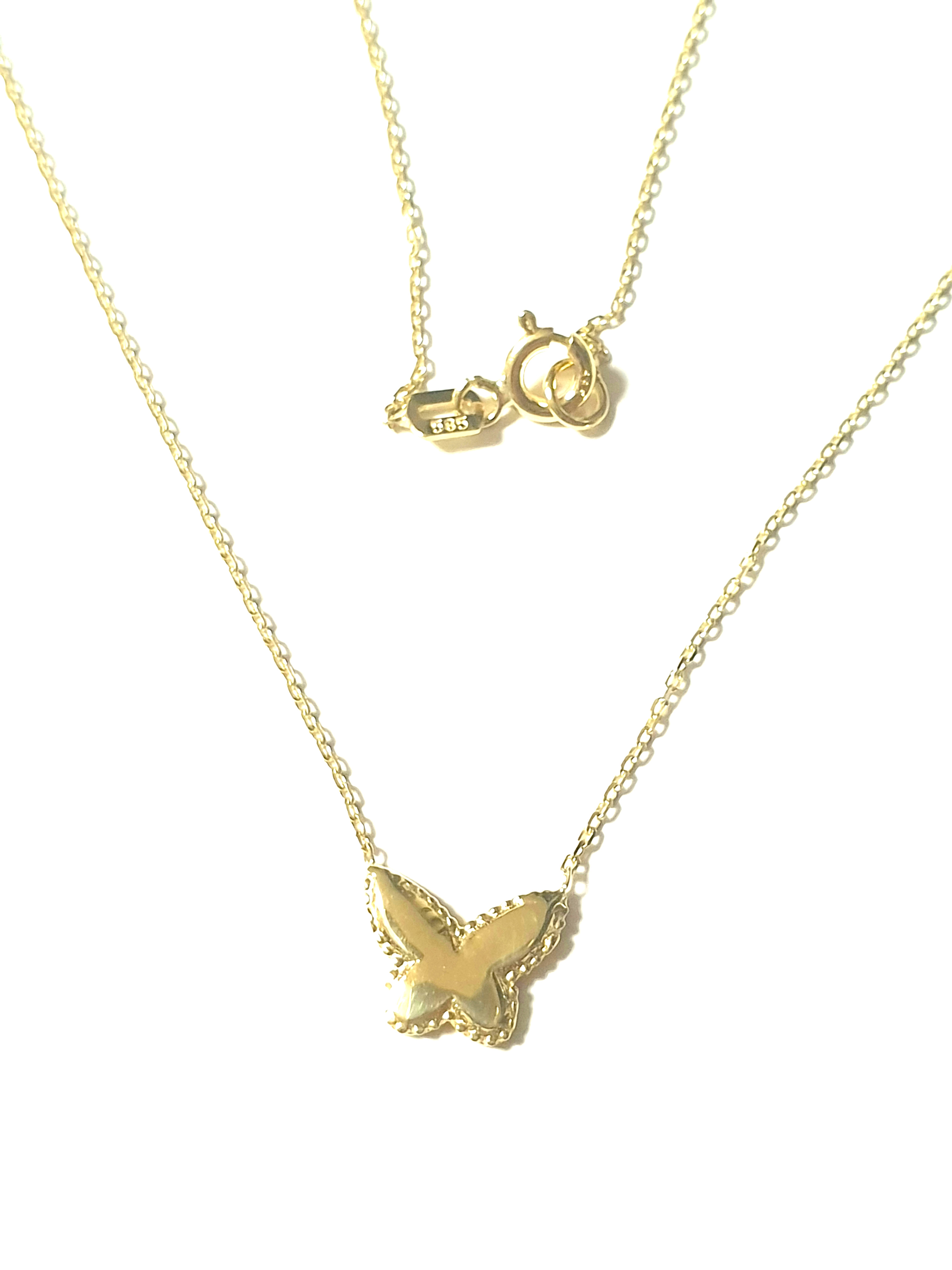 Elluel Schmuck - 585/-14K GOLD süsser Schmetterling Gold Collier