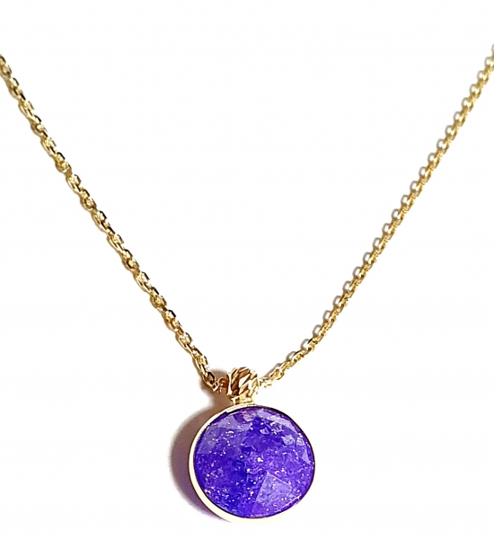 585/-14K GOLD Collier mit einem lila Bergquarz bestückt