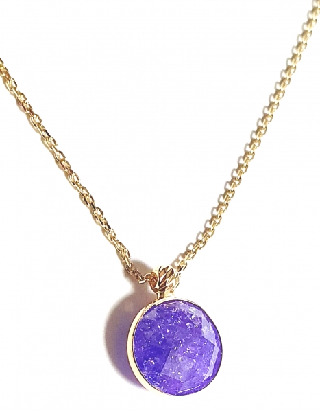 585/-14K GOLD Collier mit einem lila Bergquarz bestückt
