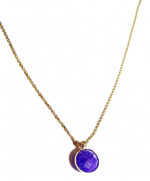 585/-14K GOLD Collier mit einem lila Bergquarz bestückt