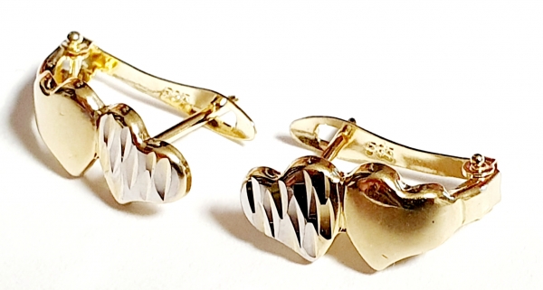 Gold 585/ -14 K Ohrringe schön ohne Steine Doppel Herzform