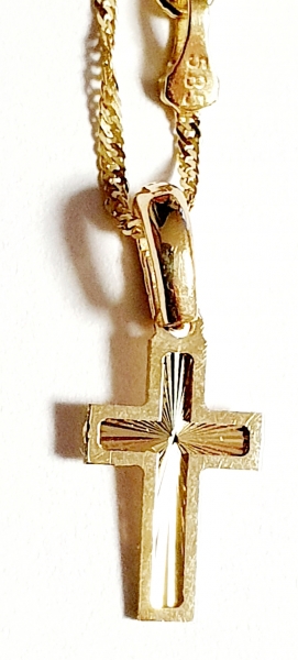 ECHTE 45 cm GOLDKETTE 585 (14K) MIT 585 (14) KREUZANHÄNGER zum SUPER ANGEBOT
