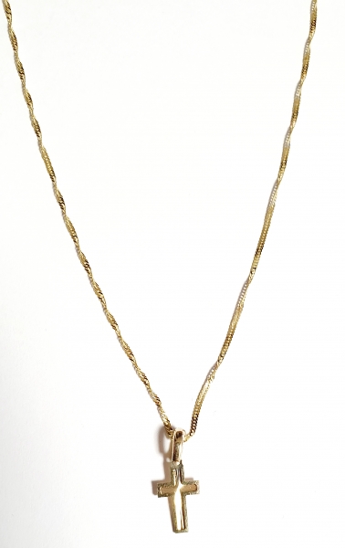 ECHTE 45 cm GOLDKETTE 585 (14K) MIT 585 (14) KREUZANHÄNGER zum SUPER ANGEBOT
