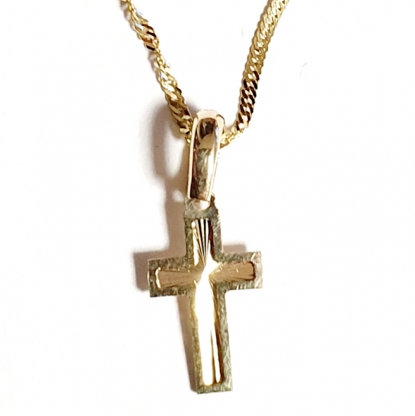 ECHTE 45 cm GOLDKETTE 585 (14K) MIT 585 (14) KREUZANHÄNGER zum SUPER ANGEBOT