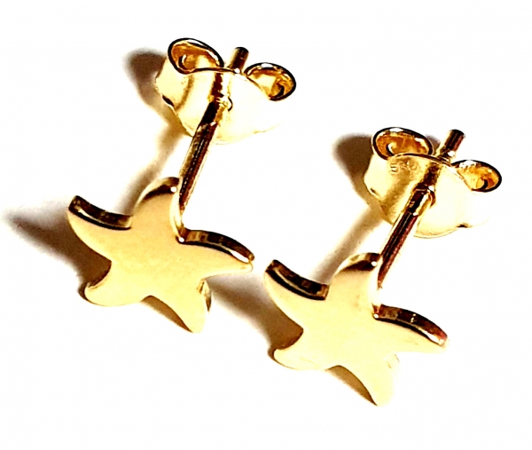 Echt Gold 585/ -14 K Ohrstecker schön ohne Steine STERN Motiv