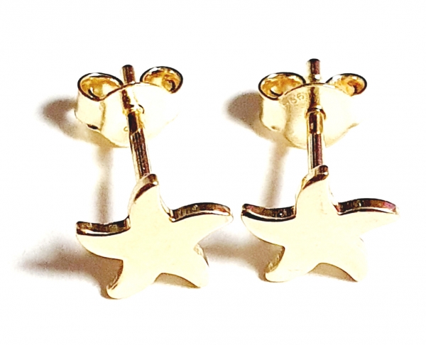 Echt Gold 585/ -14 K Ohrstecker schön ohne Steine STERN Motiv