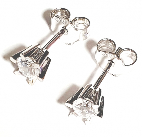 Echt Gold 585/ -14 K Ohrstecker schön mit Zirkonia Weissgold