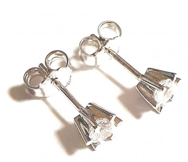 Echt Gold 585/ -14 K Ohrstecker schön mit Zirkonia Weissgold