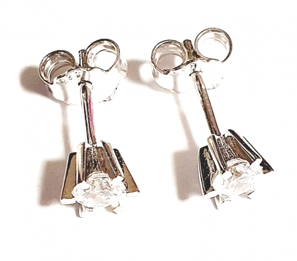 Echt Gold 585/ -14 K Ohrstecker schön mit Zirkonia Weissgold