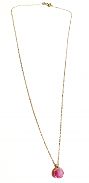 585/-14K GOLD Collier mit einem rosa Bergquarz bestückt