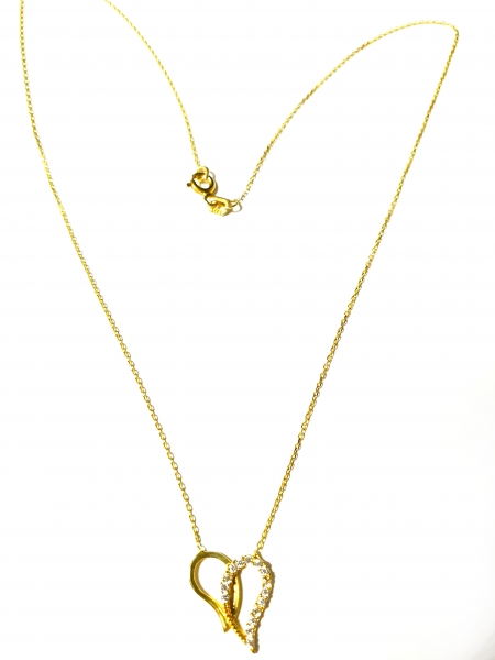 585/-14K GOLD HERZ Collier mit Zirkonia bestückt