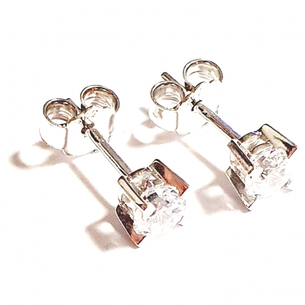 Echt Weissgold 585/ -14 K Ohrstecker schön mit Zirkonia