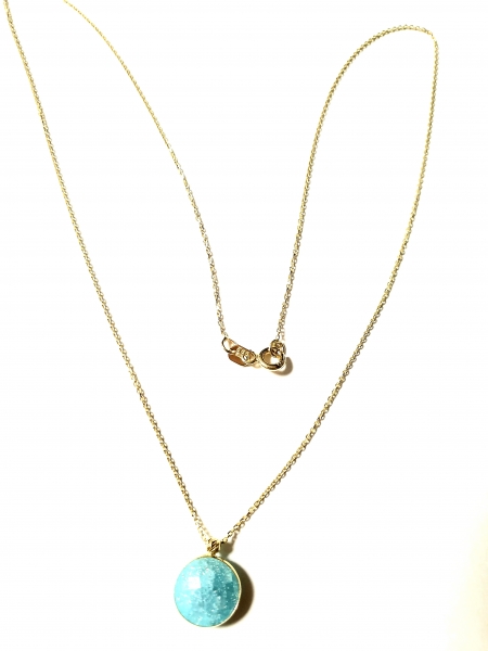 585/-14K GOLD Collierkettchen mit blauem Bergkristall