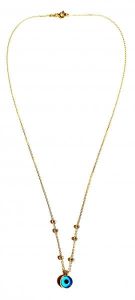 585/-14K GOLD Schutz mit dem TÜRKISCHEN AUGE Gold Collier