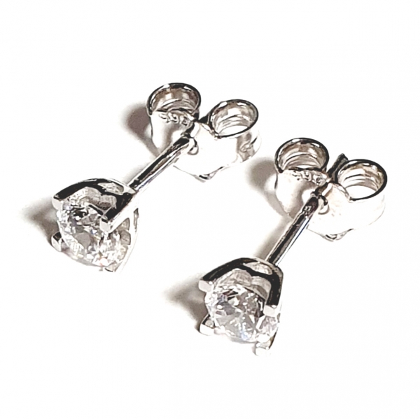 Echt Gold 585/ -14 K Ohrstecker schön mit Zirkonia Weissgold