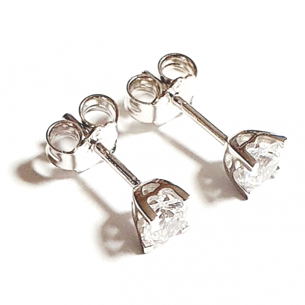 Echt Gold 585/ -14 K Ohrstecker schön mit Zirkonia Weissgold