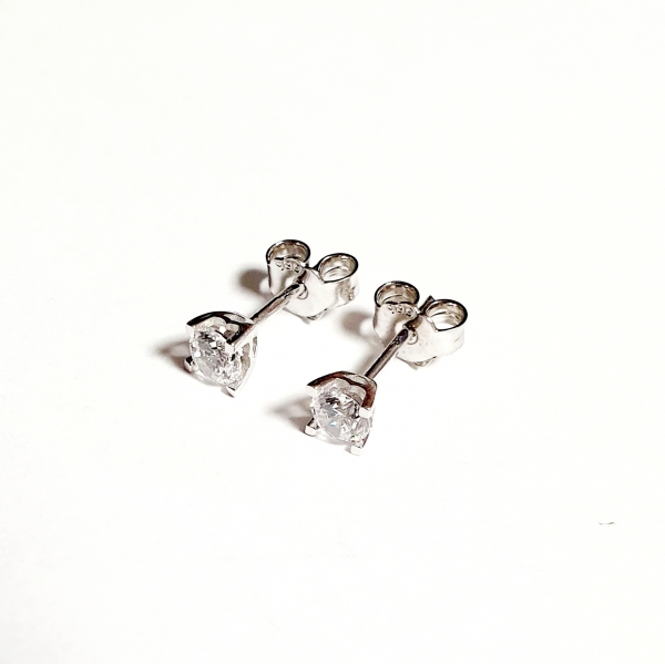Echt Gold 585/ -14 K Ohrstecker schön mit Zirkonia Weissgold