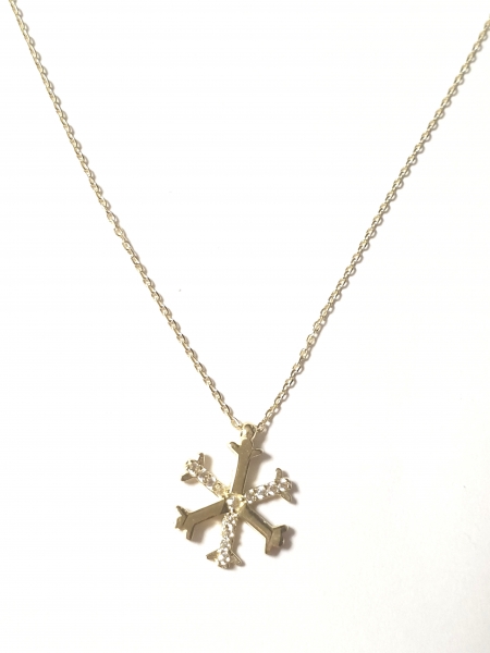 585/-14K GOLD Collier mit magischem Schneeflocken Goldanhänger