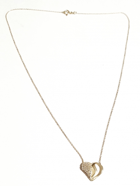585/-14K GOLD HERZ Collier mit Zirkonia bestückt
