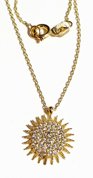 585/-14K GOLD bezaubernder Sonnen Gold Collier