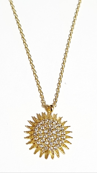 585/-14K GOLD bezaubernder Sonnen Gold Collier