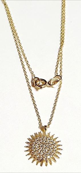 585/-14K GOLD bezaubernder Sonnen Gold Collier