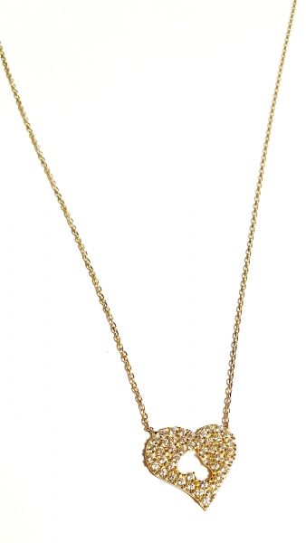 585/-14K GOLD HERZ Collier mit schönen Zirkonia