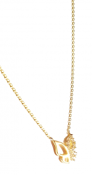 585/-14K GOLD sehenswerter Schmetterling Gold Collier mit Zirkonia