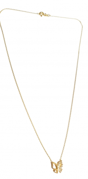 585/-14K GOLD sehenswerter Schmetterling Gold Collier mit Zirkonia