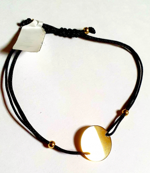 585/-14K GELBGOLD ARMBAND MIT KREISPLATTE, für GRAVUR geeignet