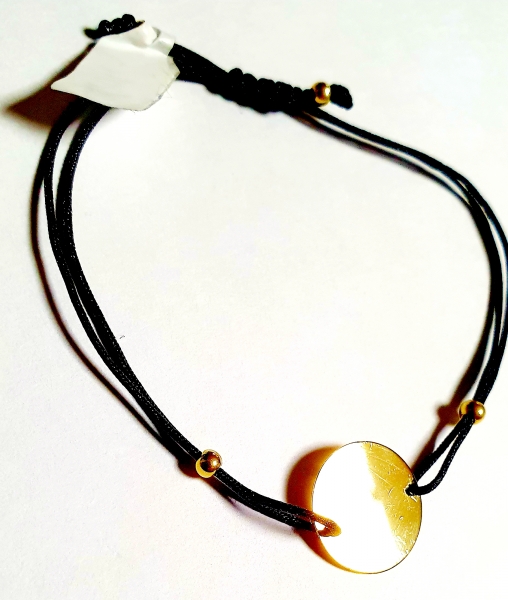 585/-14K GELBGOLD ARMBAND MIT KREISPLATTE, für GRAVUR geeignet