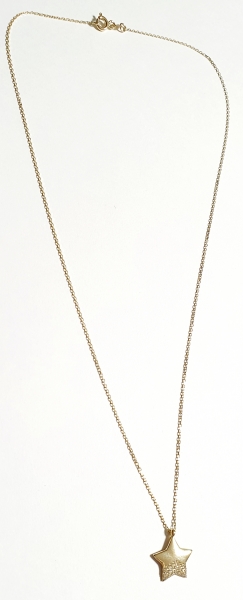 585/-14K GOLD sehr schöner STERN Gold Collier mit Zirkonia bestückt