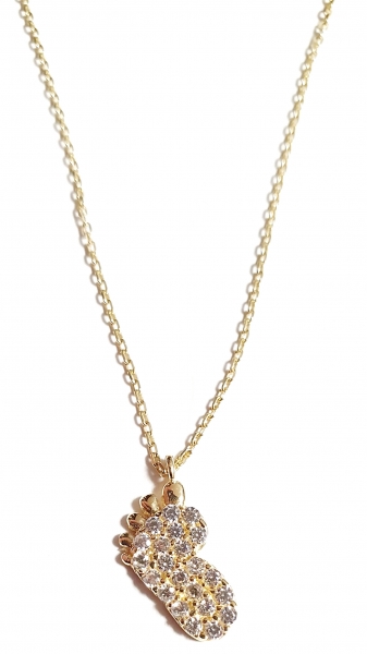 585/-14K GOLD Babyfüsschen Collier mit Zirkonia