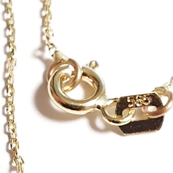 585/-14K GOLD bezaubernde Engelsflügel Gold Collier mit Zirkonia
