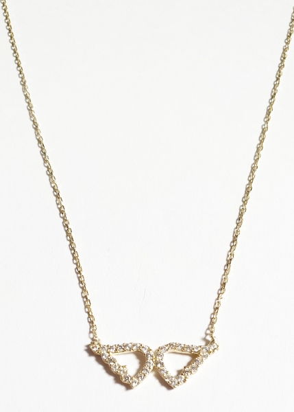 585/-14K GOLD bezaubernde Engelsflügel Gold Collier mit Zirkonia