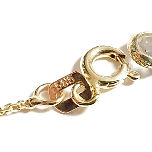 585/-14K GELBGOLD TÜRKISCHES AUGE ARMBAND MIT ZIRKONIA