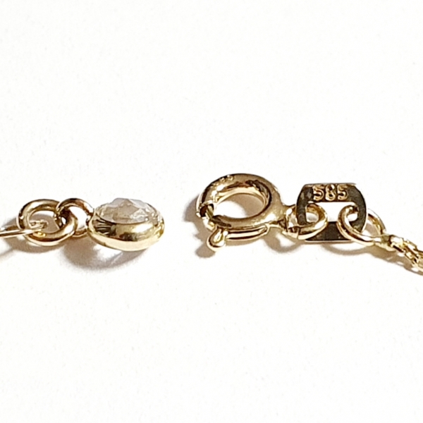 585/-14K GELBGOLD ARMBAND MIT ZIRKONIA KLEEBLATT HERZFORM