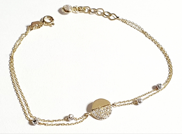 585/-14K GELBGOLD ARMBAND MIT ZIRKONIA