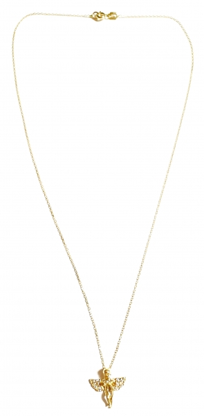 585/-14K GOLD ENGEL Collier mit Zirkonia