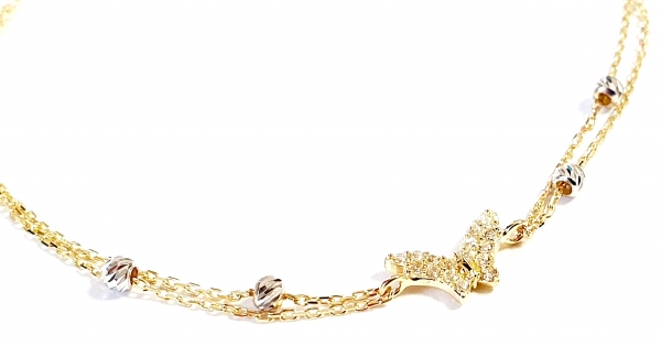 585/-14K GELBGOLD ARMBAND MIT ZIRKONIA SCHMETTERLING