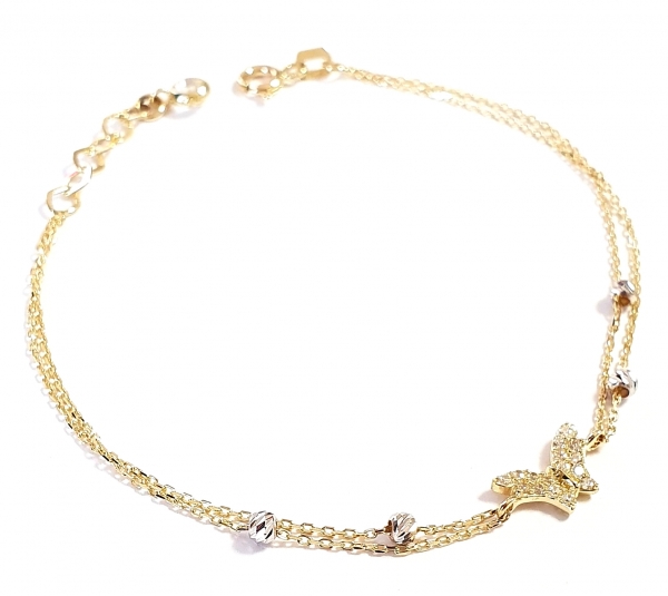 585/-14K GELBGOLD ARMBAND MIT ZIRKONIA SCHMETTERLING