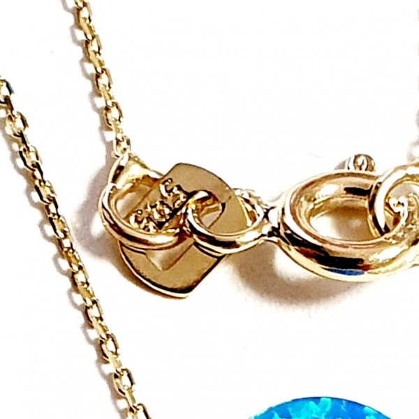 585/-14K GOLD Collierkettchen GRÜNBLAU Bergquarz Fatimas Hand