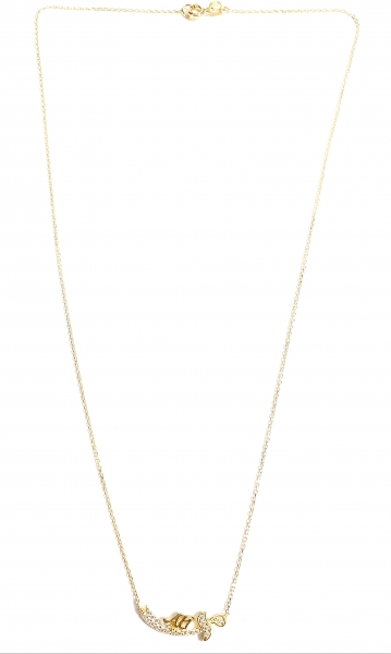 585/-14K GOLD Collier SCHWERT (KILIC) mit ZIRKONIA bestückt