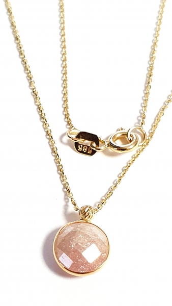 585/-14K GOLD Collier mit citrinfarbenem Bergkristall