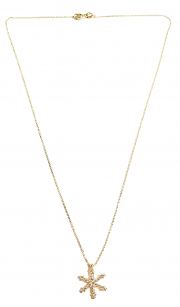 585/-14K GOLD Collier mit magischem Schneeflocken Goldanhänger