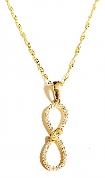 GOLDKETTE 585/-14K MIT ECHTEM 585/-14K UNENDLICHKEITSZEICHEN ANHÄNGER