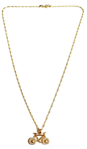 GOLDKETTE 585/-14K MIT ECHTEM 585 /-14K FAHRRAD ANHÄNGER