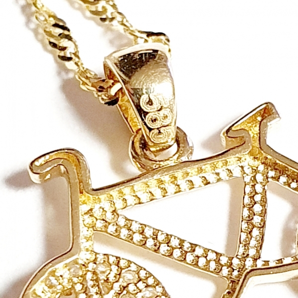GOLDKETTE 585/-14K MIT ECHTEM 585 /-14K FAHRRAD ANHÄNGER