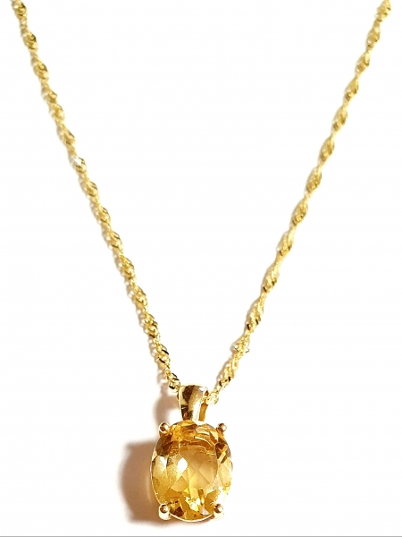 GOLDKETTE 585(14K)MIT ECHTEM 585 (14) CITRINFARBENER ZIRKONIA ANHÄNGER
