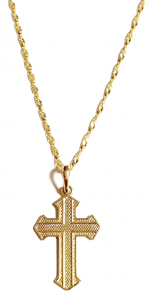 MASSIV ECHTE GOLDKETTE 585 (14K) MIT ECHTEM 585 (14K) KREUZANHÄNGER